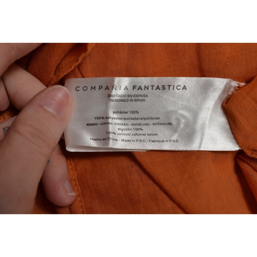 Compania Fantastica Maxi Dress Womens Large Orange Textured Side Tie Cut‎ Out L - Picture 7 of 7